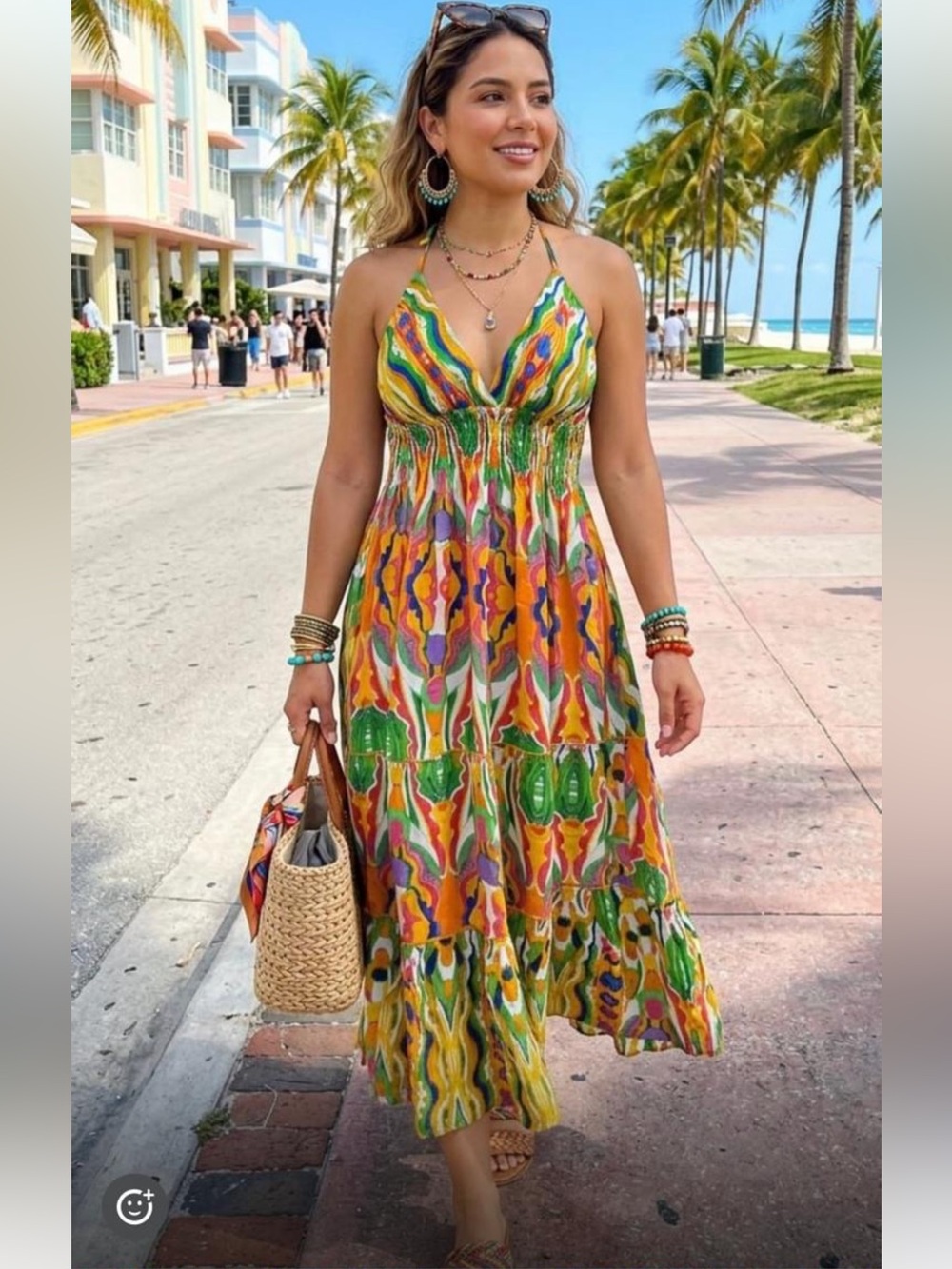 ShopEvelynne Rainbow Halter Maxi Dress - Green, Orange, Yellow, Pink